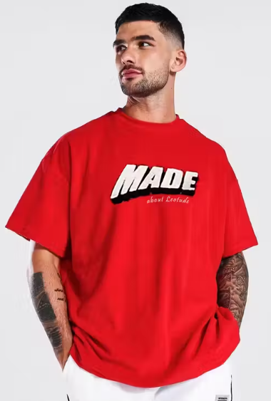 Trendify Oversized “Red Alert” Street Tee – Bold Print Edition