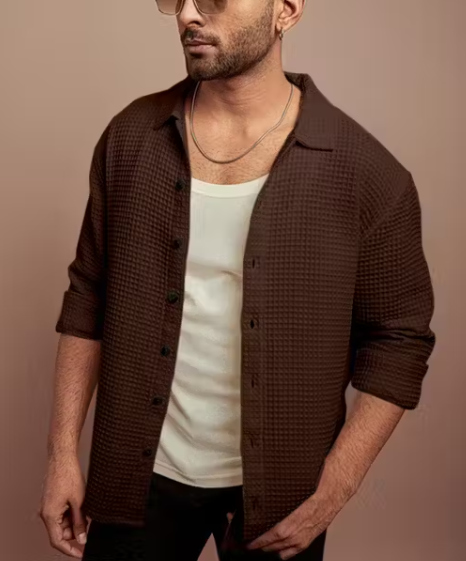 BreezeKnit™ Men’s Waffle-Textured Button-Up Shirt