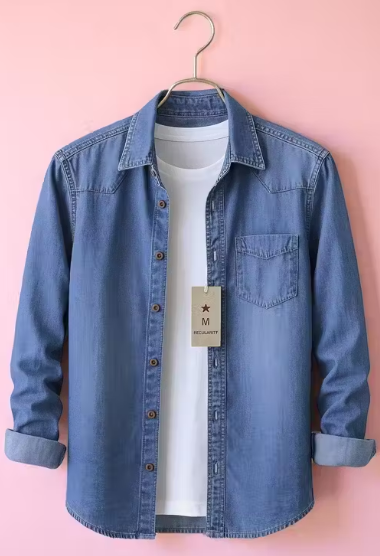 TrueEdge Men’s Washed Denim Shirt