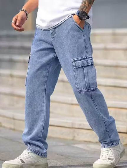 CargoEase 6-Pocket Mom-Fit Jeans for Men