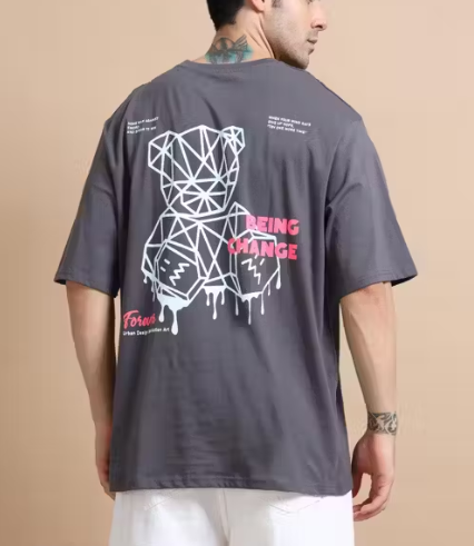 GraphiDrip™ Oversized Cotton Tee – 3/4 Sleeves Edition