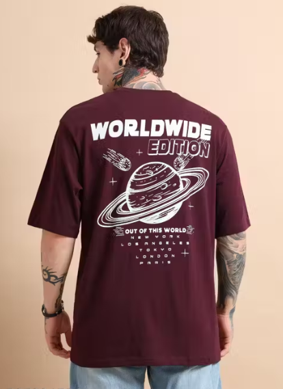 InkDrip™ Oversized Graphic Tee – 3/4 Sleeve Urban Fit