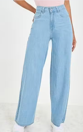 FrostFit Ice Blue Wide-Leg Jeans – Premium Chill Vibe