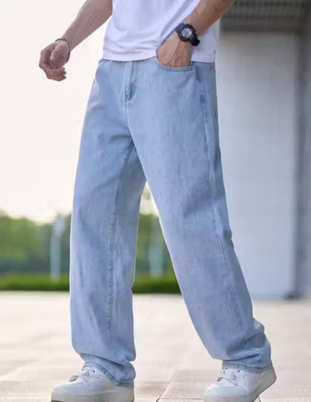 Glacier Drip: Ice Blue Wide-Leg Jeans