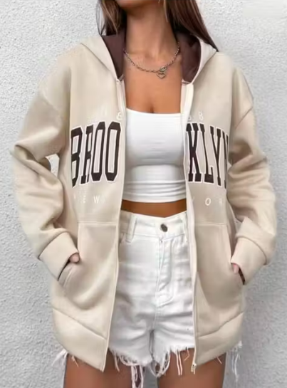 Cream Essential Zip Hoodie