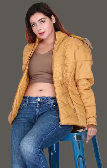 Gold Quilted Parka Jacket