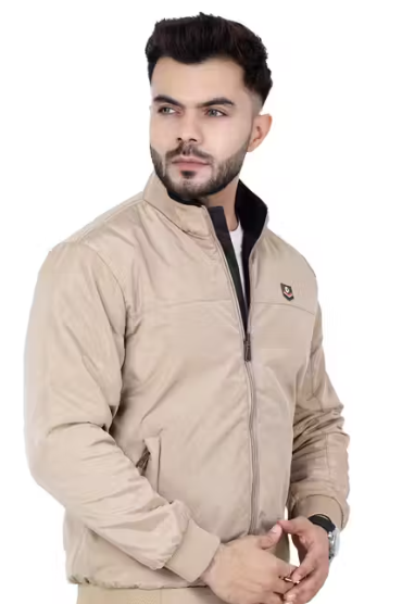 Beige Reversible 2-in-1 Winter Bomber Jacket