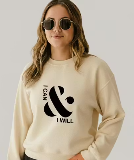 Women’s Beige Typography Fleece Sweatshirt