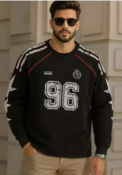 Men’s Black Typography Casual Fit Long Sleeve T-Shirt