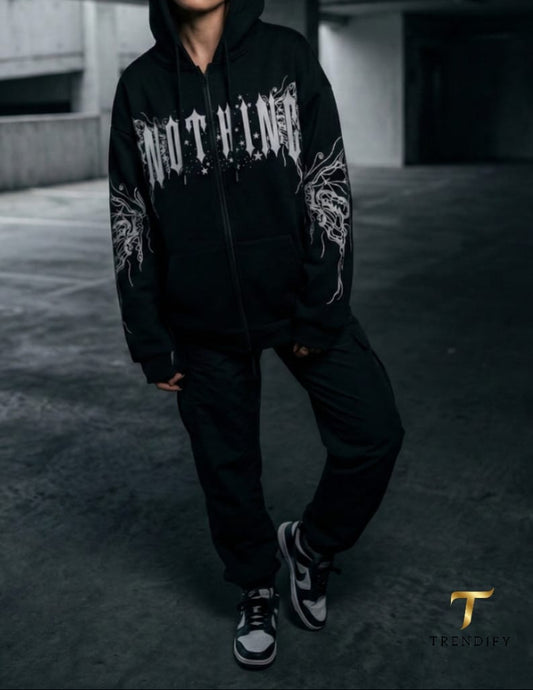 Nothing Oversized Zip-Up Hoodie(Unisex)